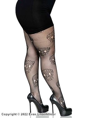 Halloween-Thema, Strumpfhose, kleines Netz, Calavera-Totenkopf, Plus Size